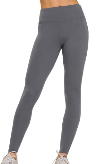 Zenana Grey Microfiber High Waistband Leggings