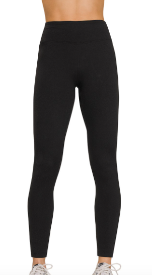 Zenana Black Microfiber High Waistband Leggings