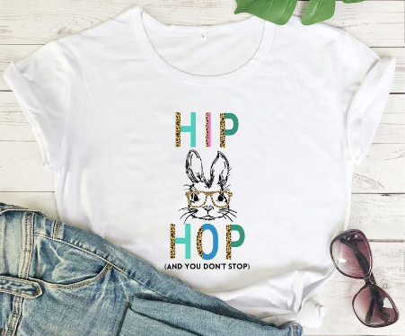 Short Sleeve Easter Bunny T-Shirt "Hip Hop you don't stop"