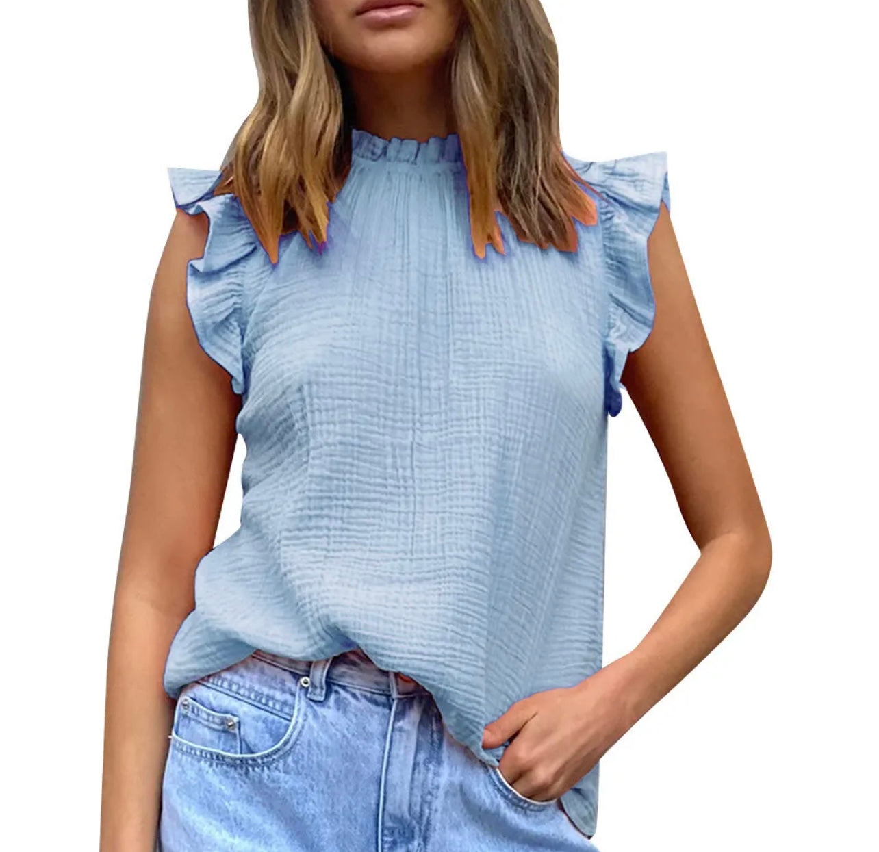 Ruffled Blue Top
