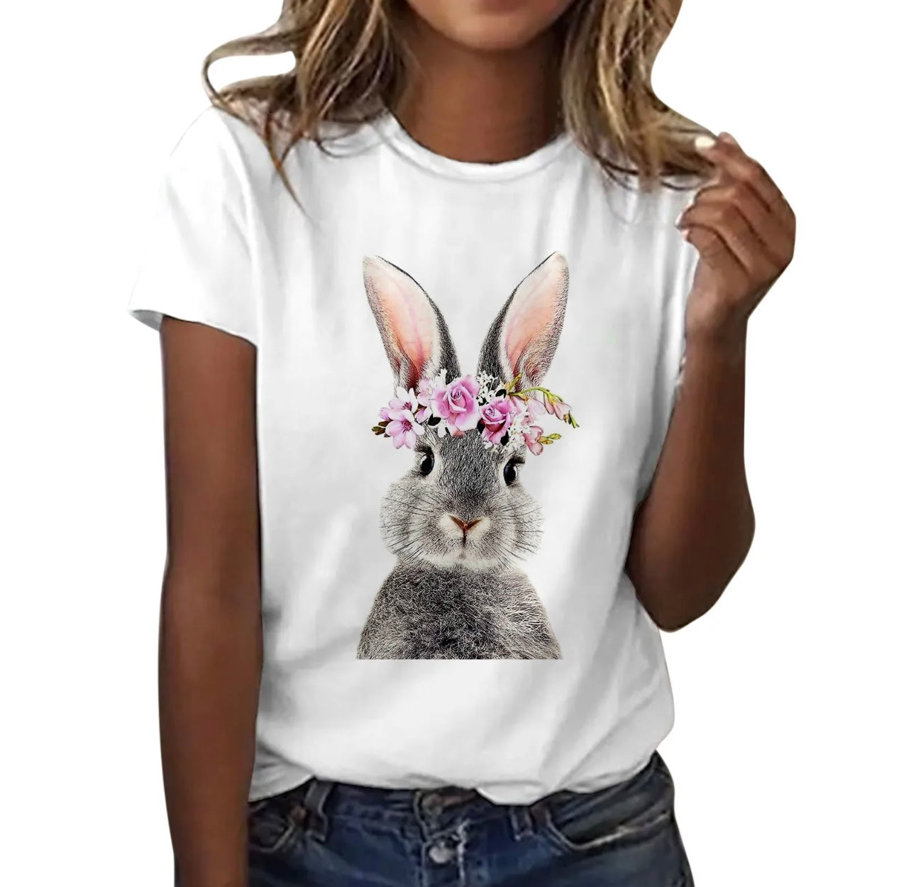 White Short Sleeve Easter Bunny T-shirt