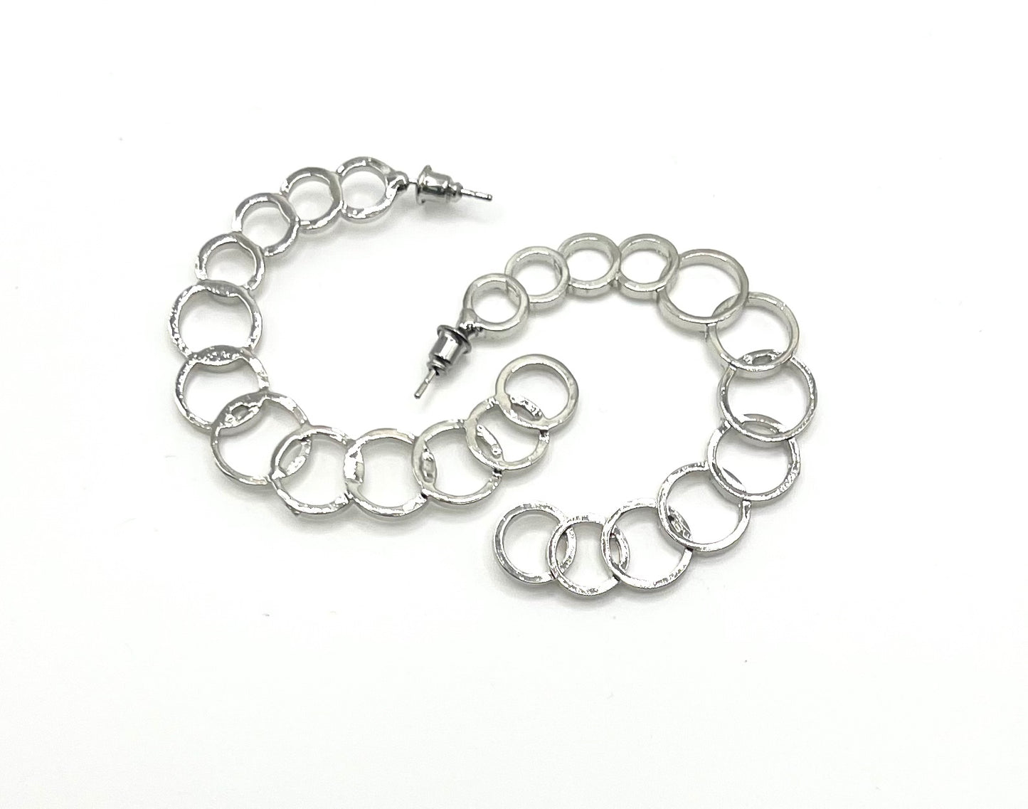Fashion Silver Link Hoop Earrings