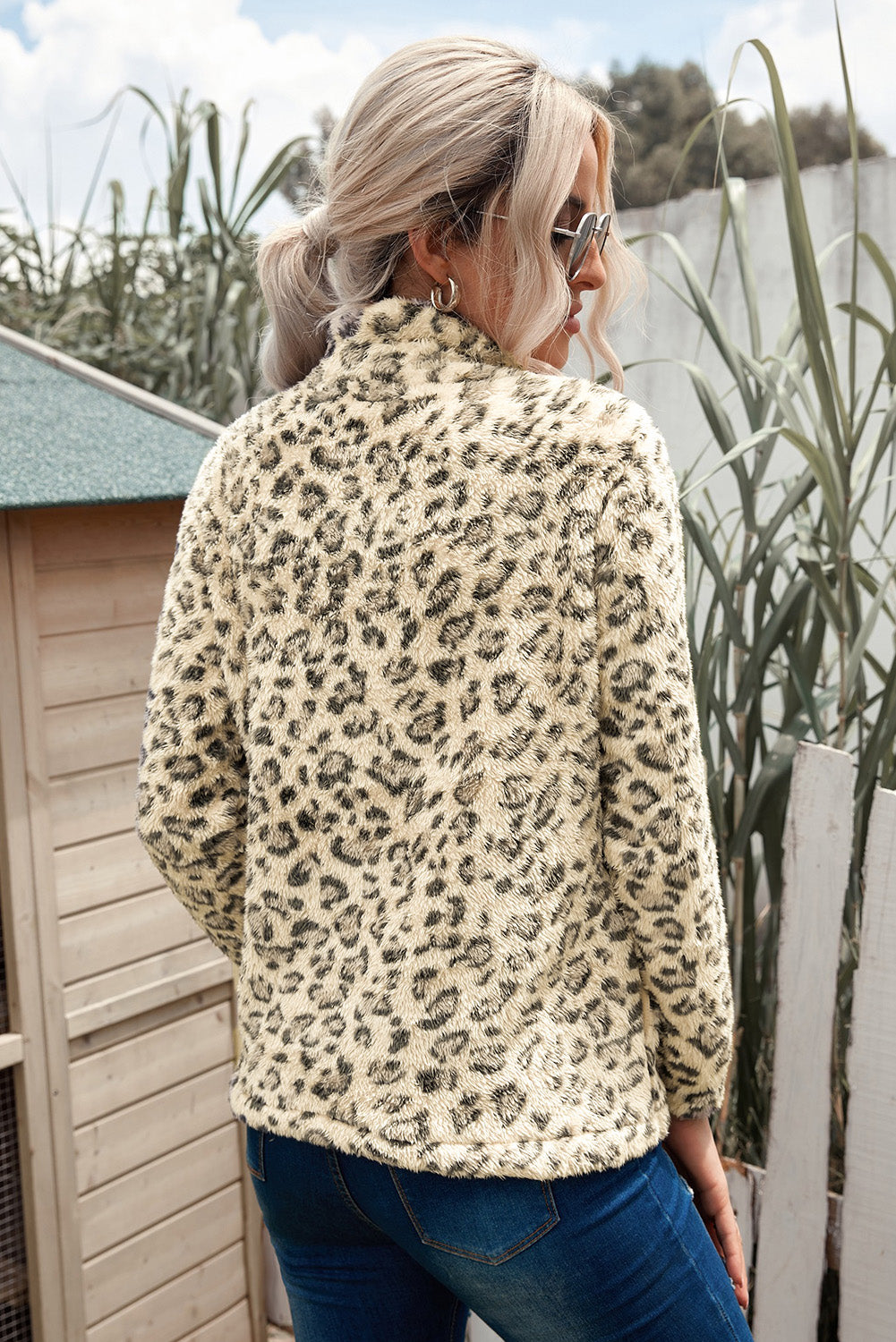 Leopard Print Sherpa Pullover