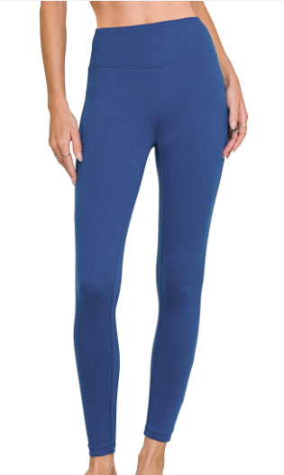 Zenana Light Navy Microfiber High Waistband Leggings
