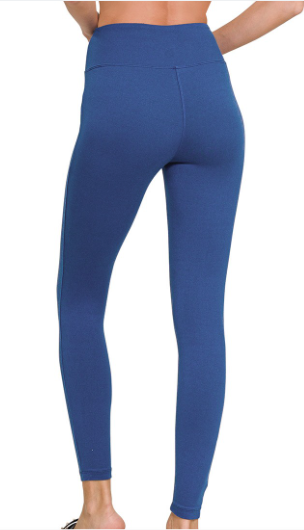 Zenana Light Navy Microfiber High Waistband Leggings
