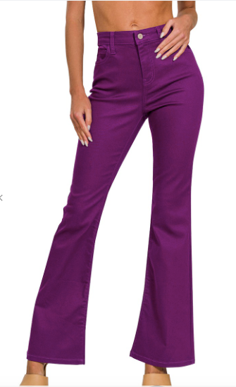 HIGH-RISE BOOTCUT PLUM DENIM PANTS