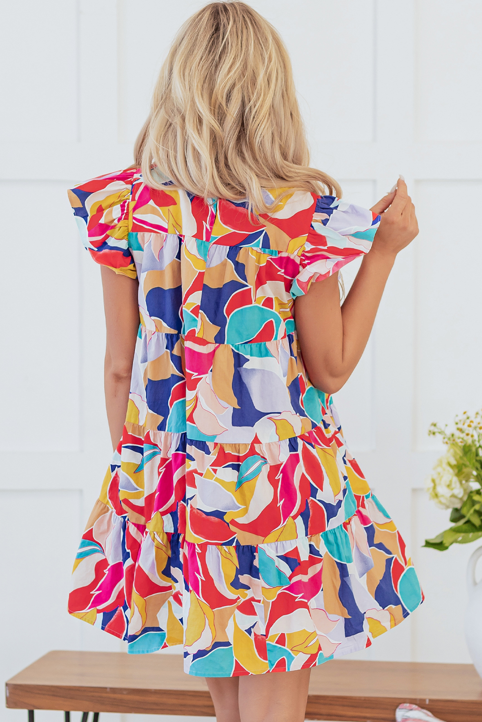 SALE Flutter Sleeve Tiered Dress