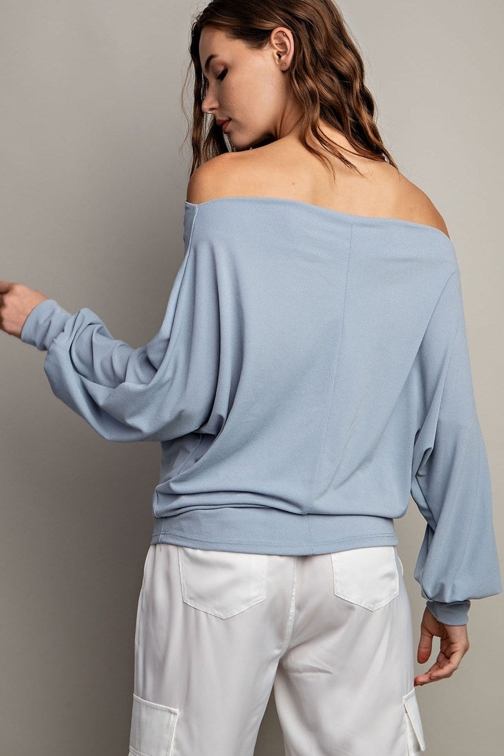 Arctic Blue Light Weight Off the Shoulder Blouse