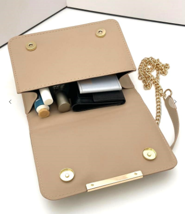 Vegan Leather Chevron Mocha Shoulder Flap Bag