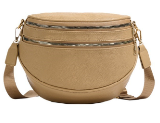 Vegan Leather Multi Pocket Mocha Cross body Bum Bag
