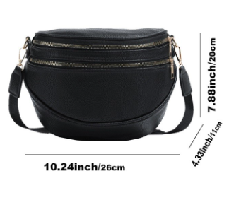 Vegan Leather Multi Pocket Cross body Black Bum Bag
