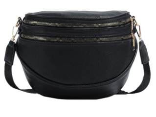 Vegan Leather Multi Pocket Cross body Black Bum Bag