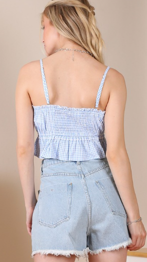 Blue Gingham Tank Top
