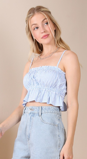 Blue Gingham Tank Top