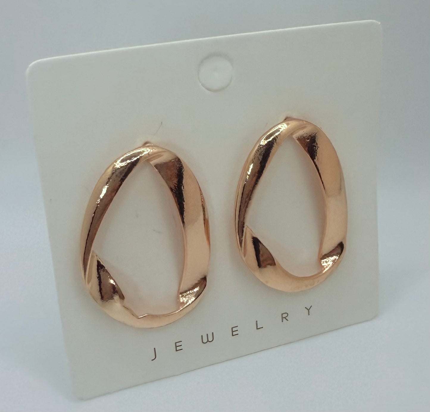 Oval Fashion Gold Post Earrings