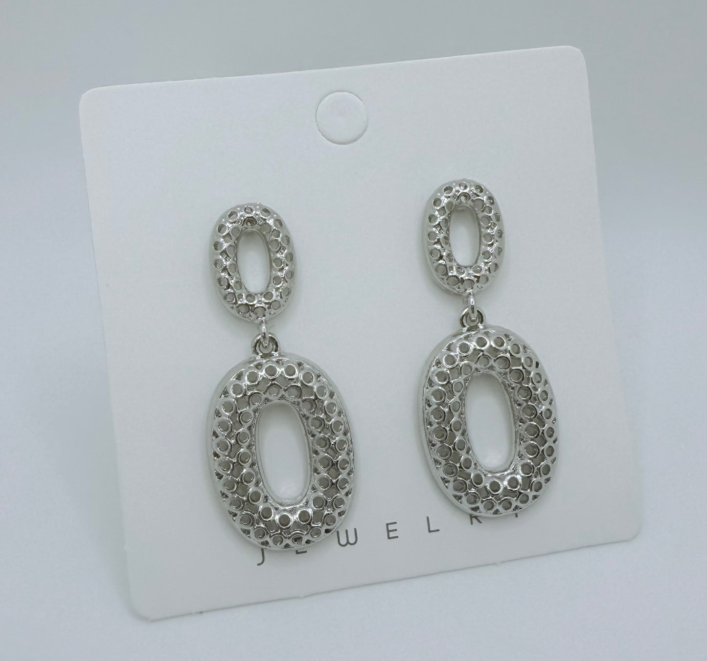Textured Silver Dangle Post Earrings