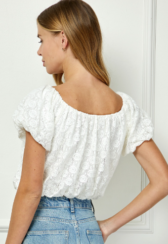 White Floral Lace Babydoll Crop Top