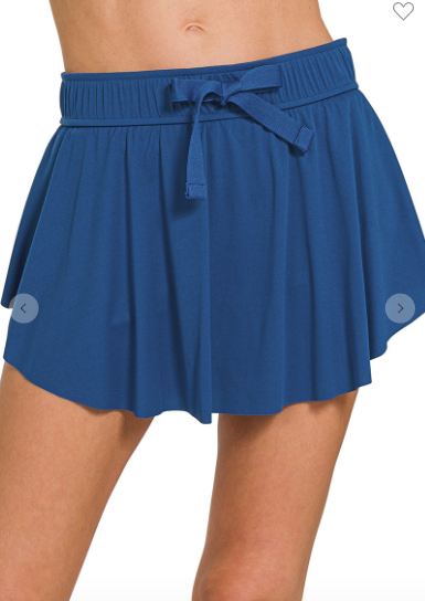 Light Navy Ruffle Hem Tennis Skort