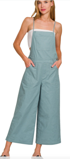 Relaxed Fit Woven Spaghetti Strap Overalls