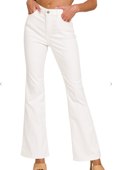 HIGH-RISE BOOTCUT WHITE DENIM PANTS