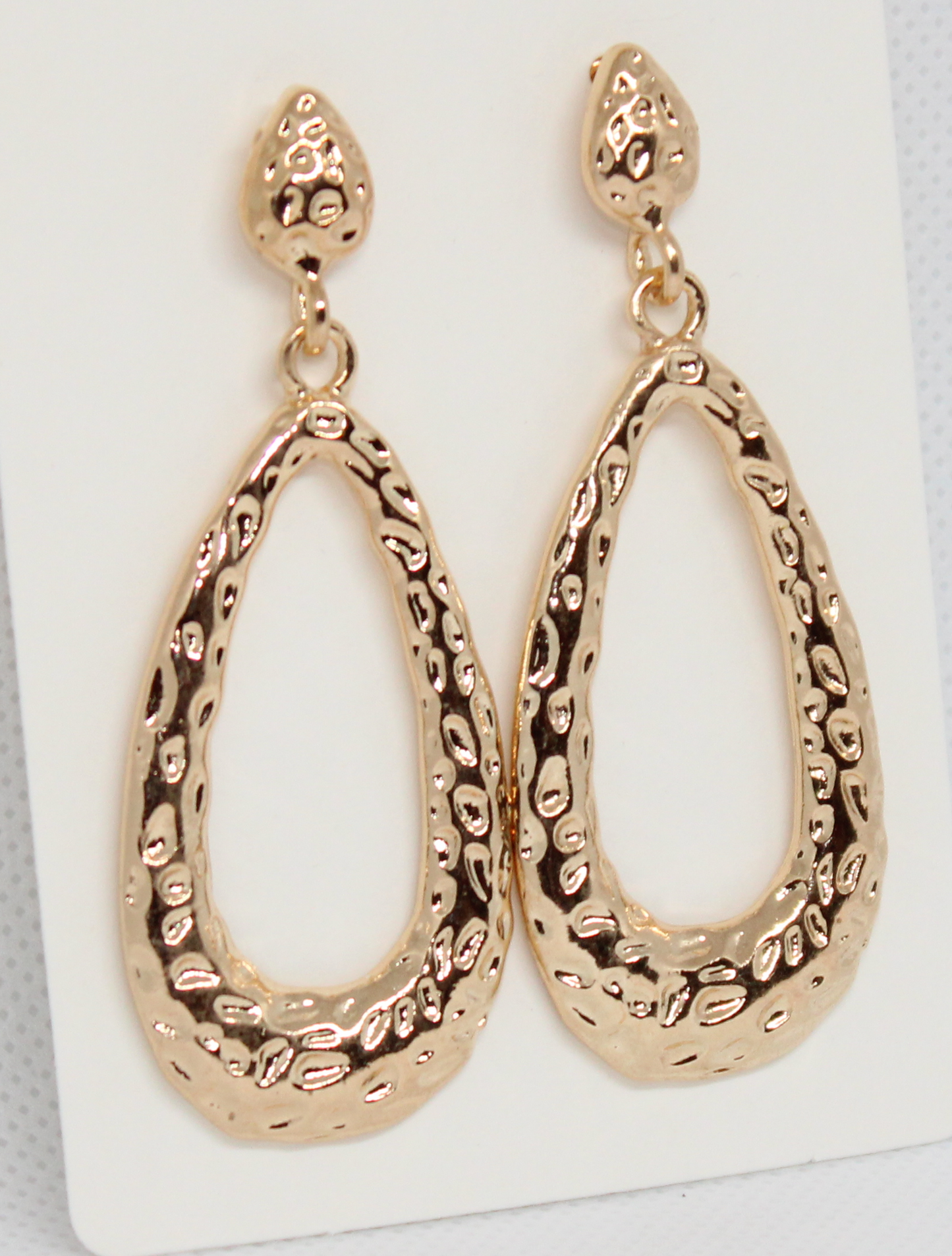 Hammered Teardrop Gold Fashion Earrings