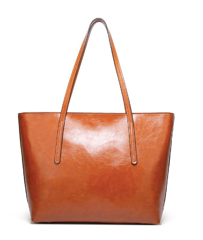 Vegan Leather Camel Large Capacity Tote Bag
