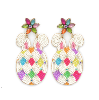 Harlequin Easter Egg Beaded Earrings