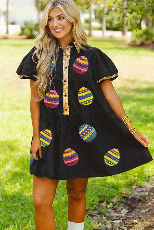 Black Sequin Easter Egg Easter Dress