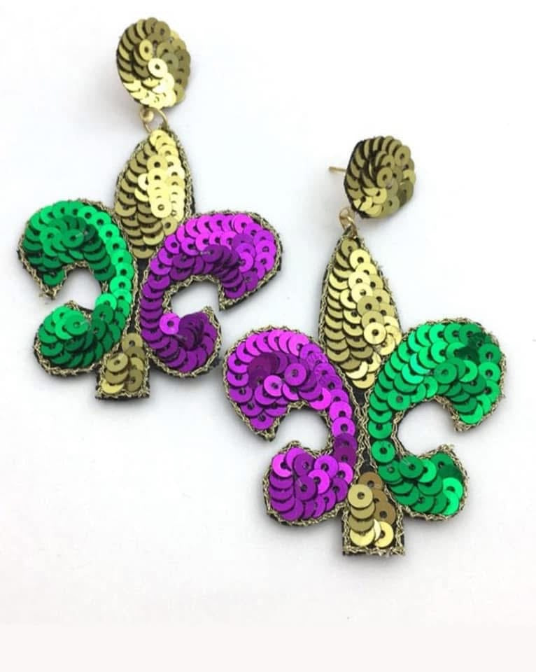 Fleur de Lis Sequins Earrings