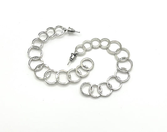 Fashion Silver Link Hoop Earrings