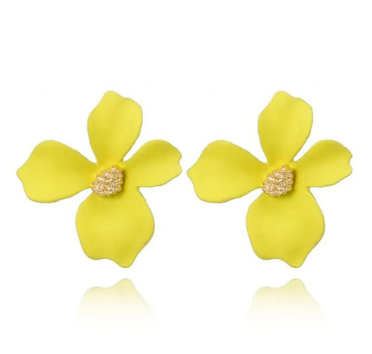 Yellow Flower Post Earrings