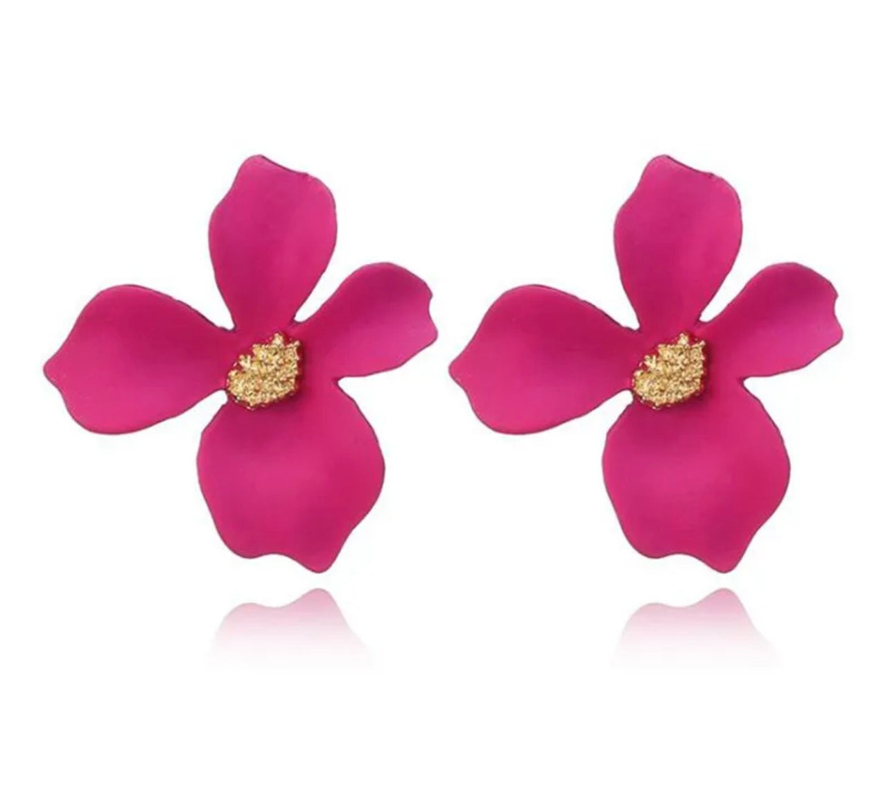 Pink Flower Post Earrings