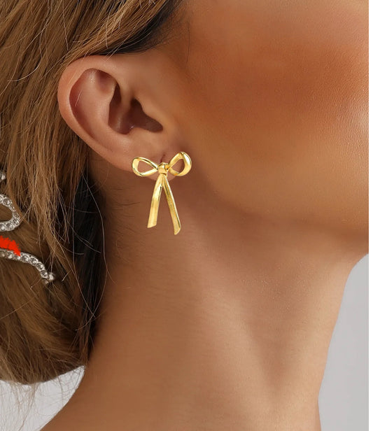 Fashion Gold Bow Earrings