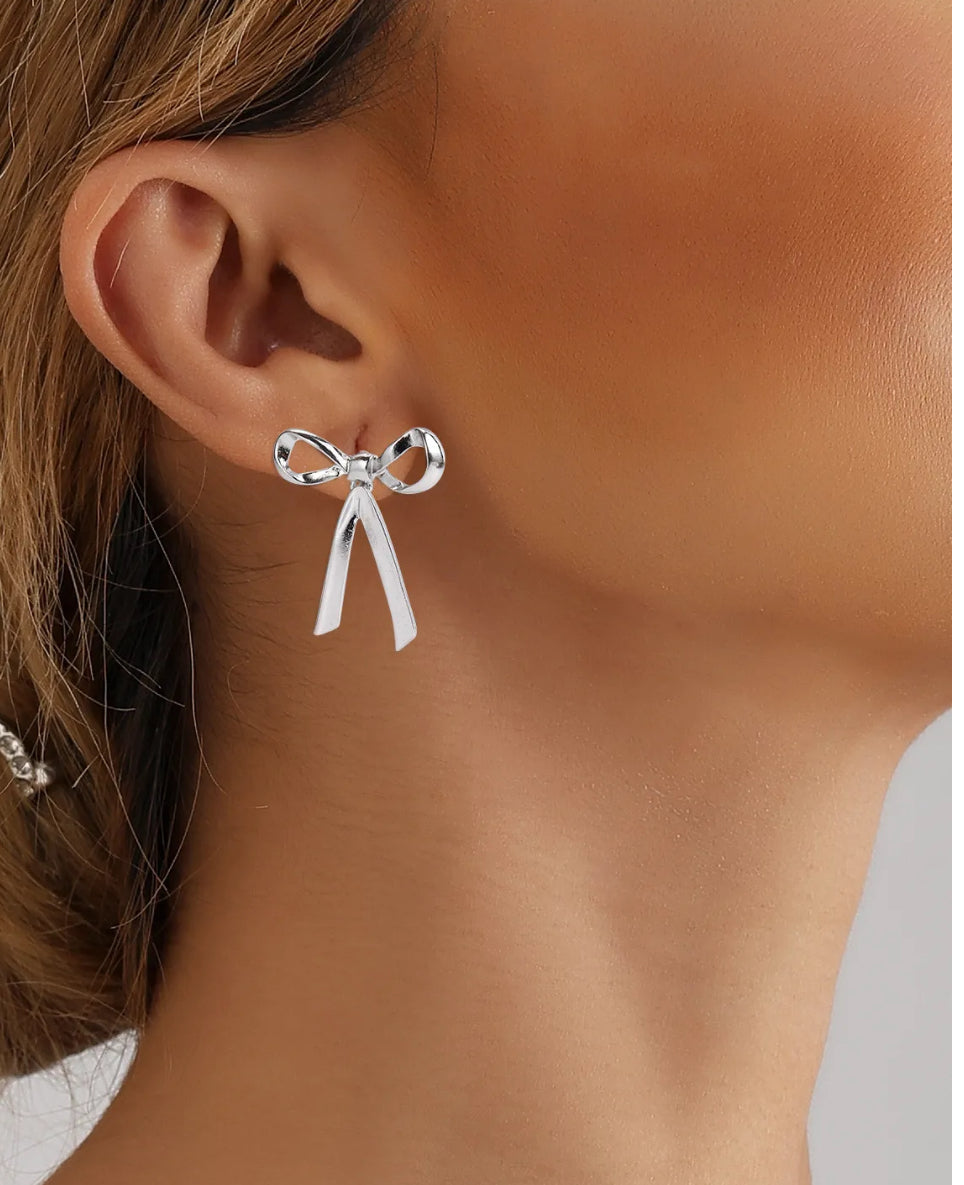 Fashion Silver Bow Earrings