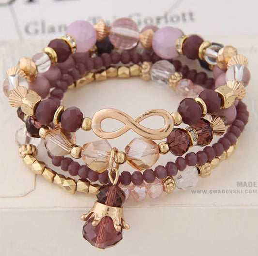 Purple 4 Piece Jeweled Bracelet Set