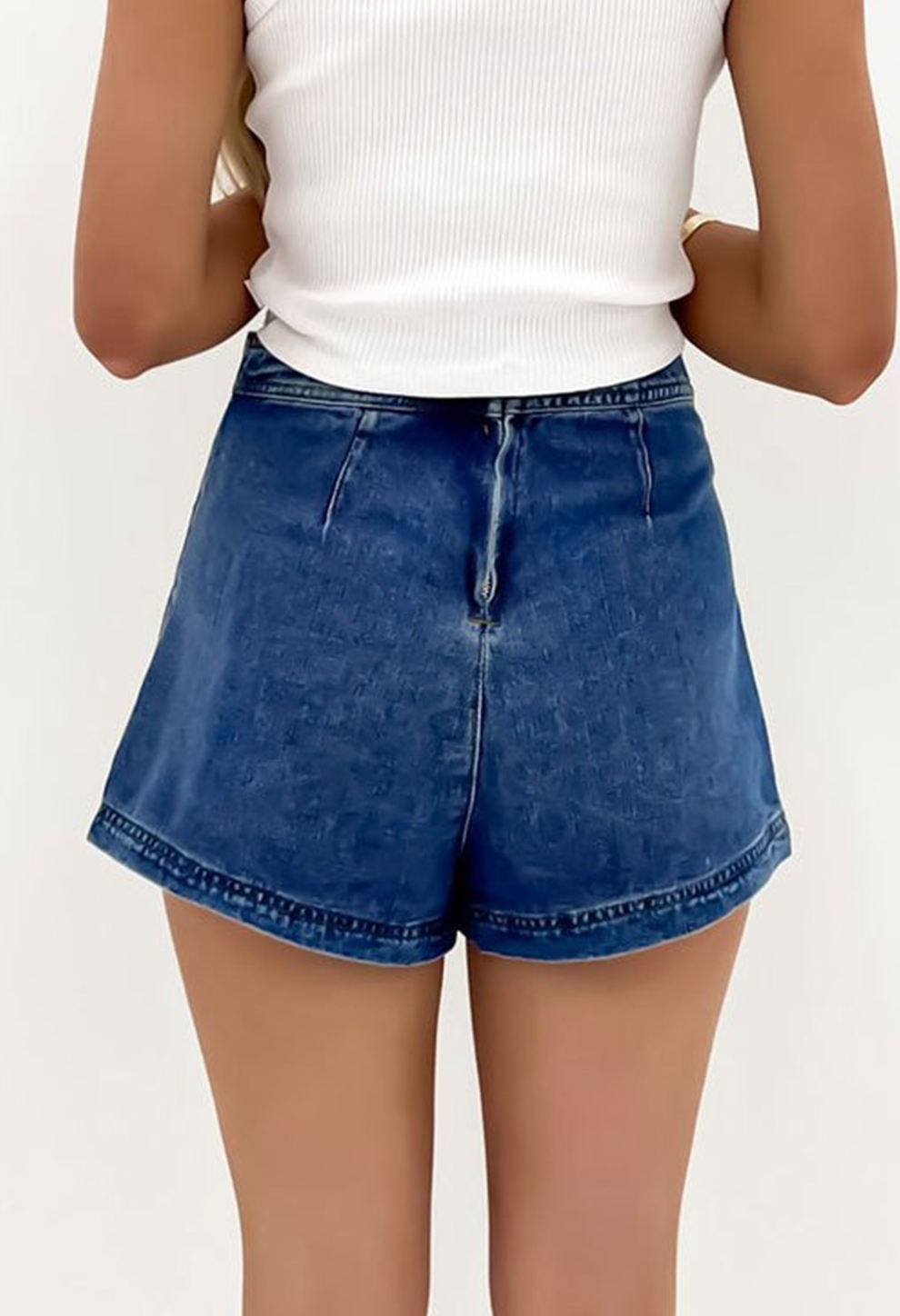 Asymmetrical Stretch Denim Jean Skort