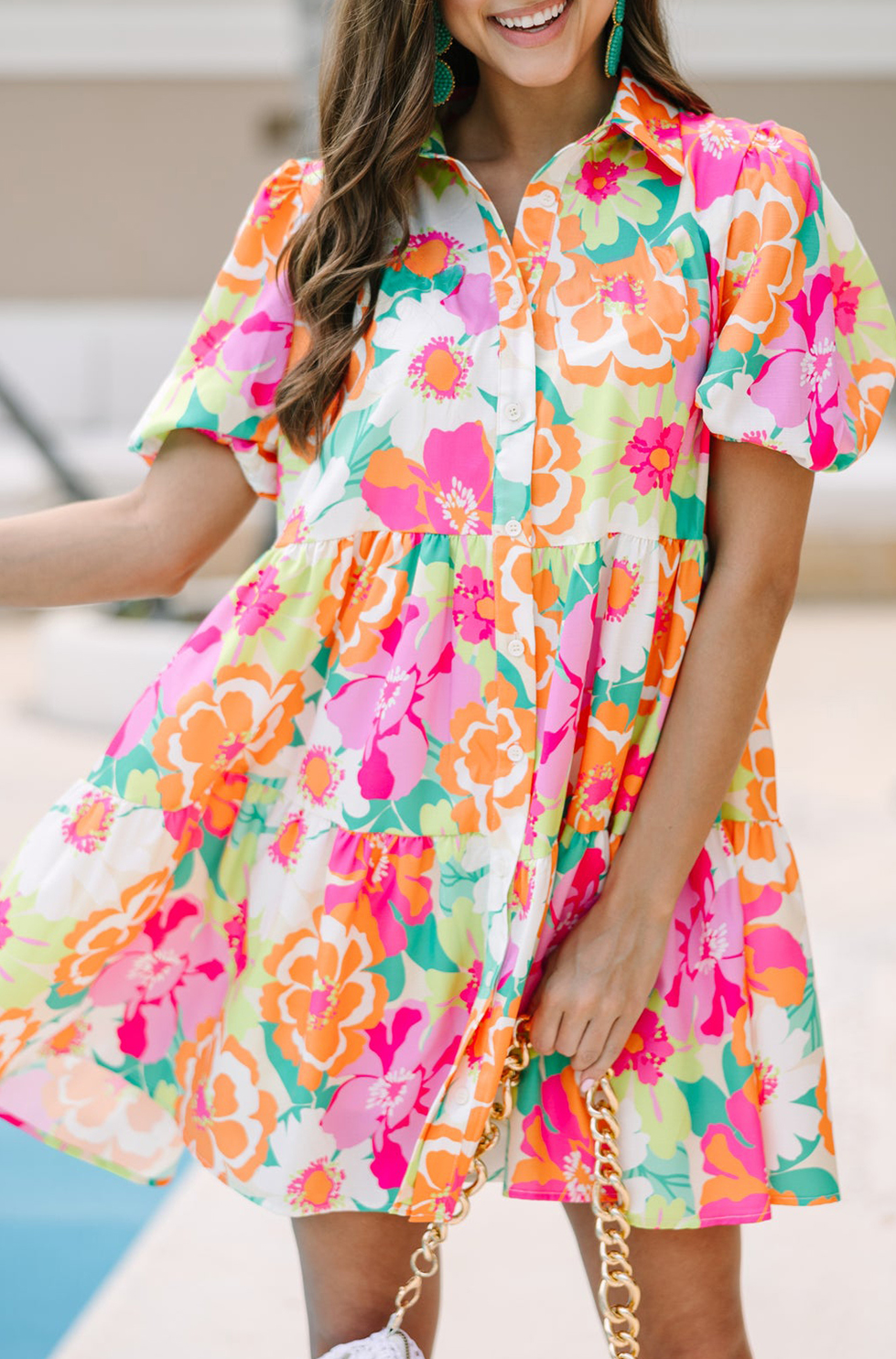 Floral Print Button Dress