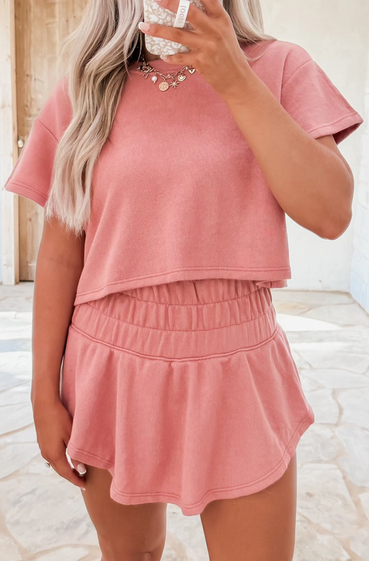 2 Piece Cropped Top and Skort Set