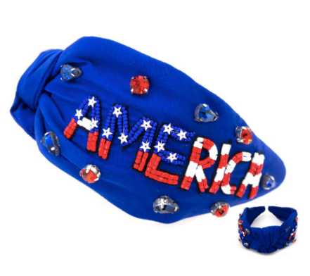 BLUE AMERICA BEADED HEADBAND