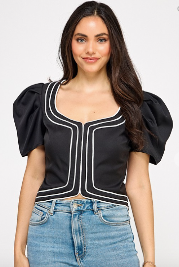 Puff Sleeve Black & White Top