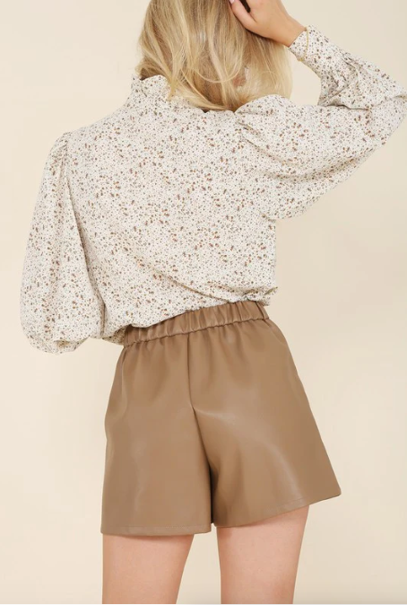 Vegan Leather Light Brown Shorts