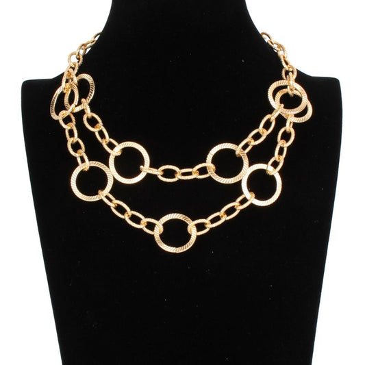 17" Link Double Chain Fashion Gold Necklace