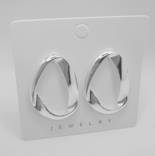 Oval Fashion Silver Post Earrings