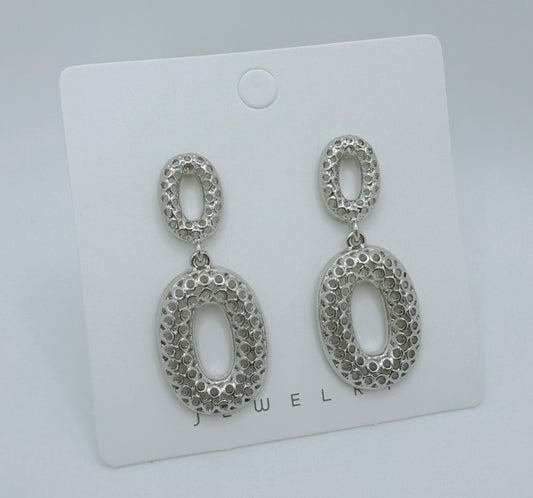 Textured Silver Dangle Post Earrings