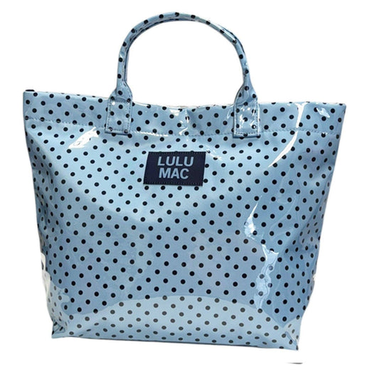 Blue Polka Dot Lulu Mac Plastic Coated Tote Bag