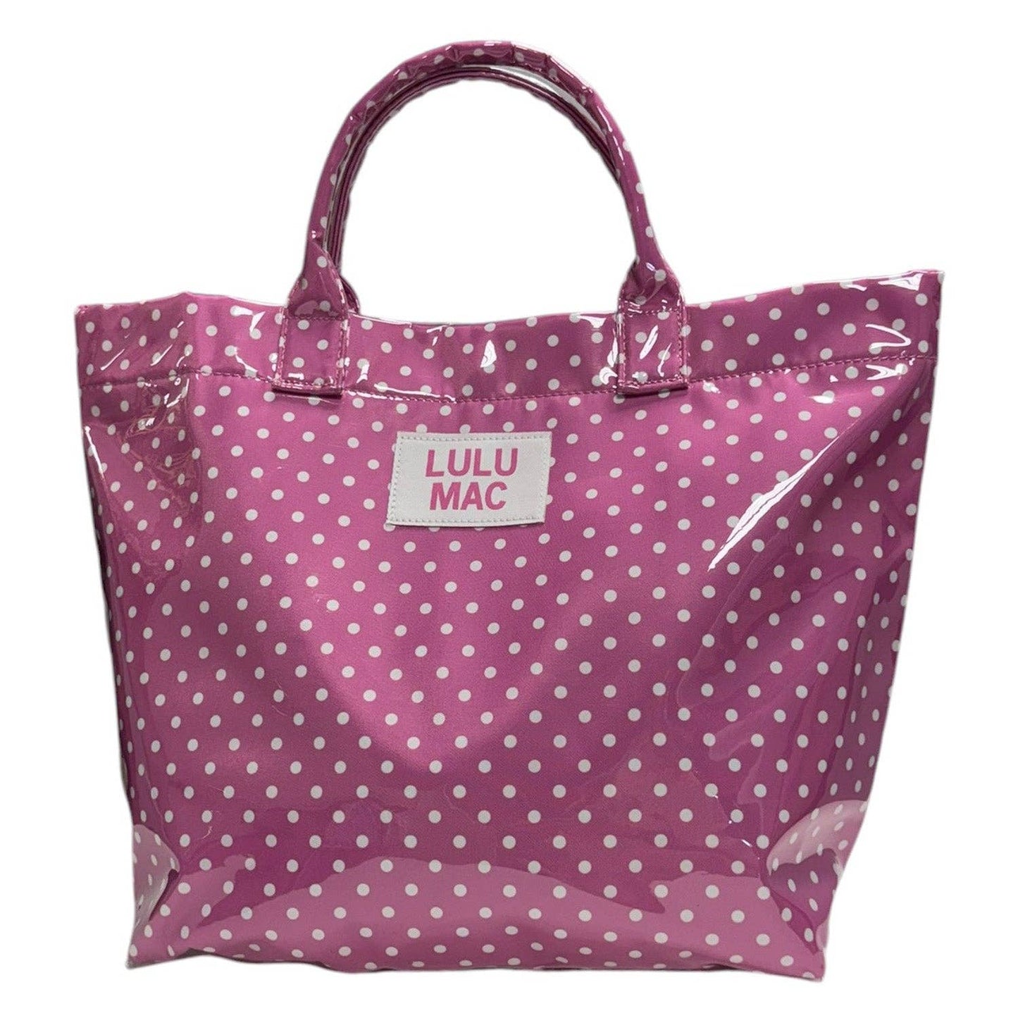 Pink and White Polka Dot Lulu Mac Plastic Coated Tote Bag