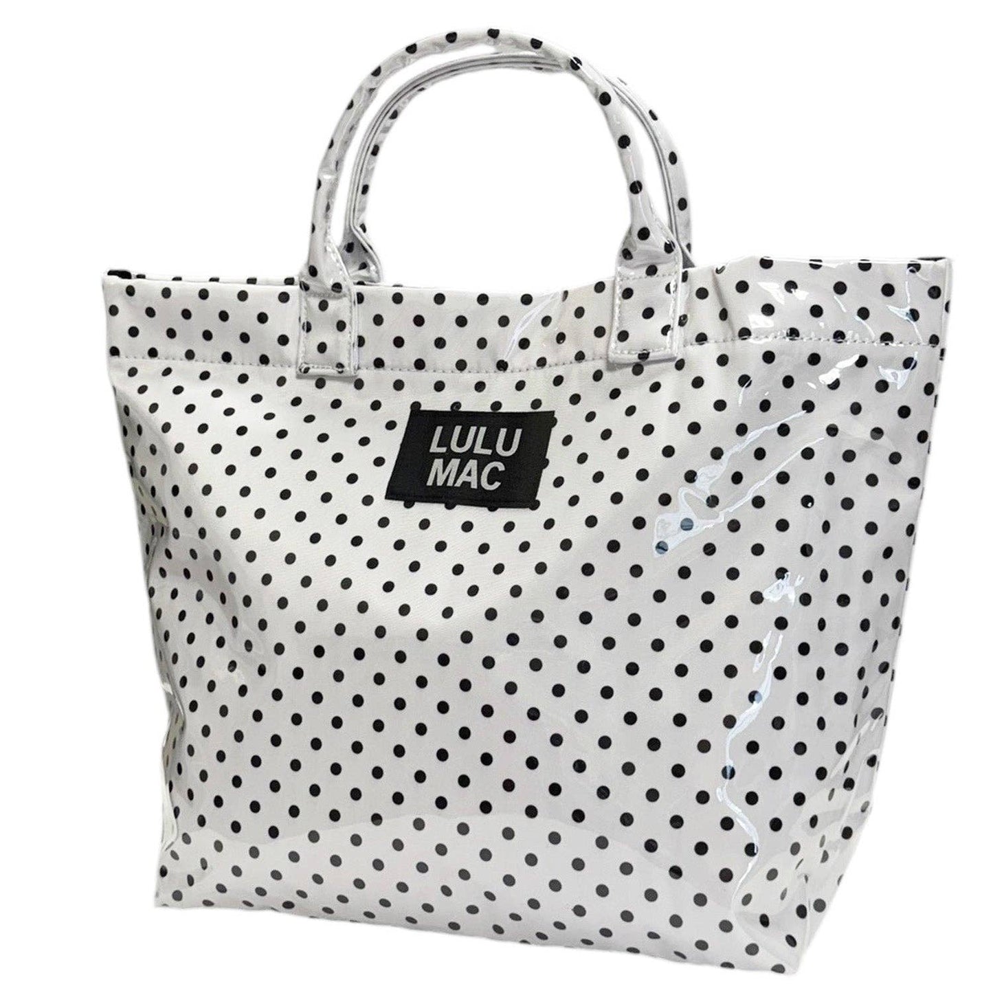 Black and White Polka Dot Lulu Mac Plastic Coated Tote Bag
