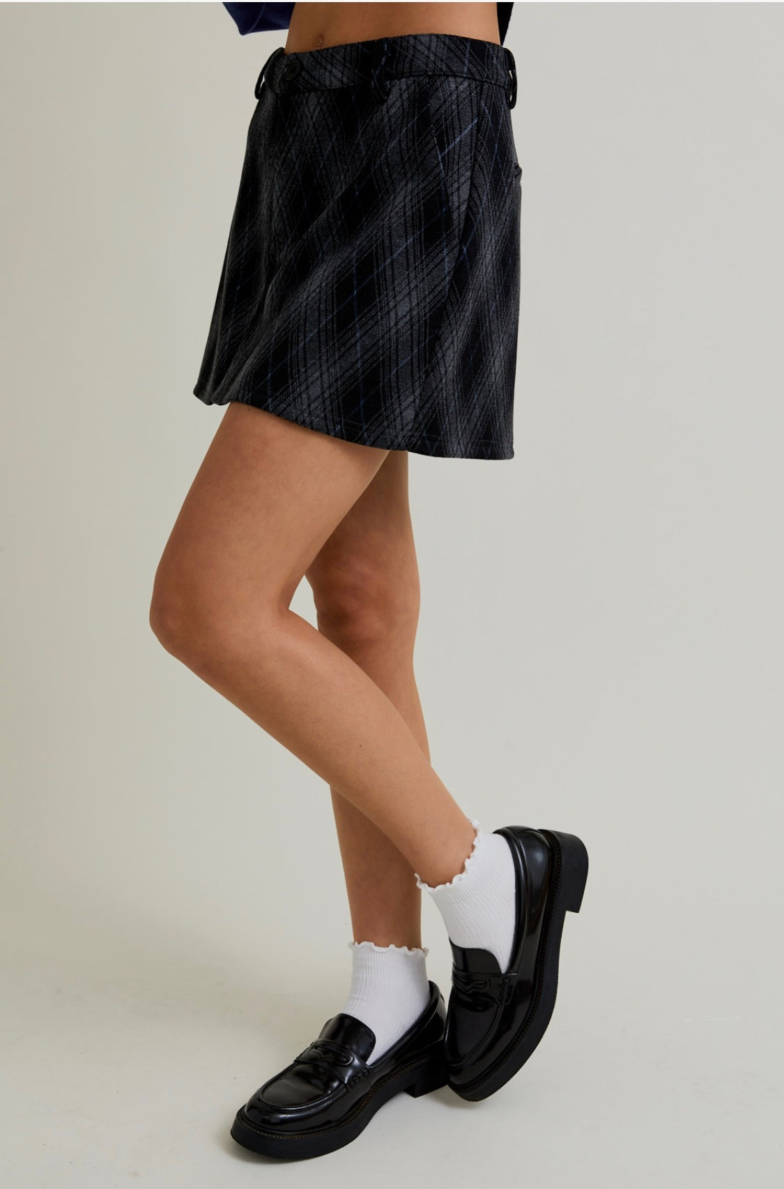 Low Waist Purple and Black Mini Skirt