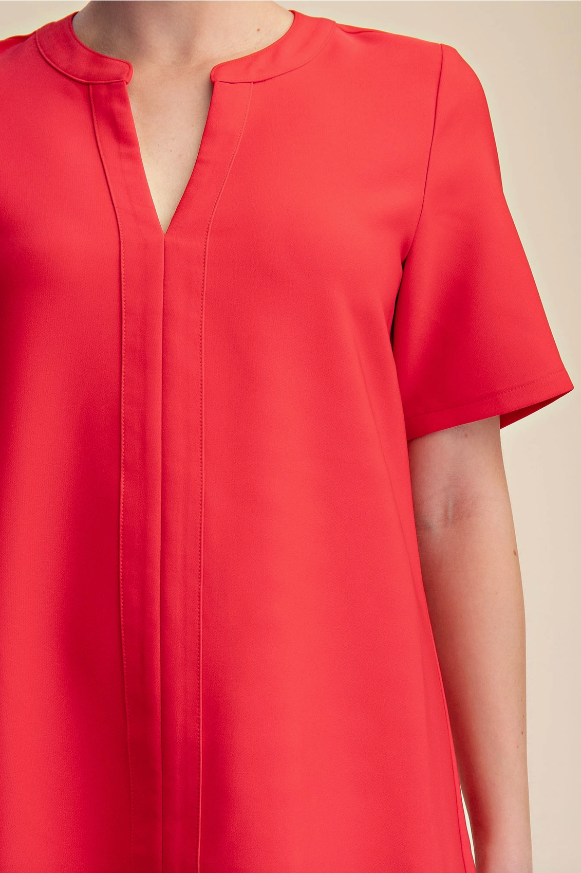 Red V-Neck Drop Waist Flare Hem Mini Dress