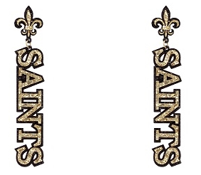 3" Black and Gold Glitter Post Saints Light Weight Dangle Earring